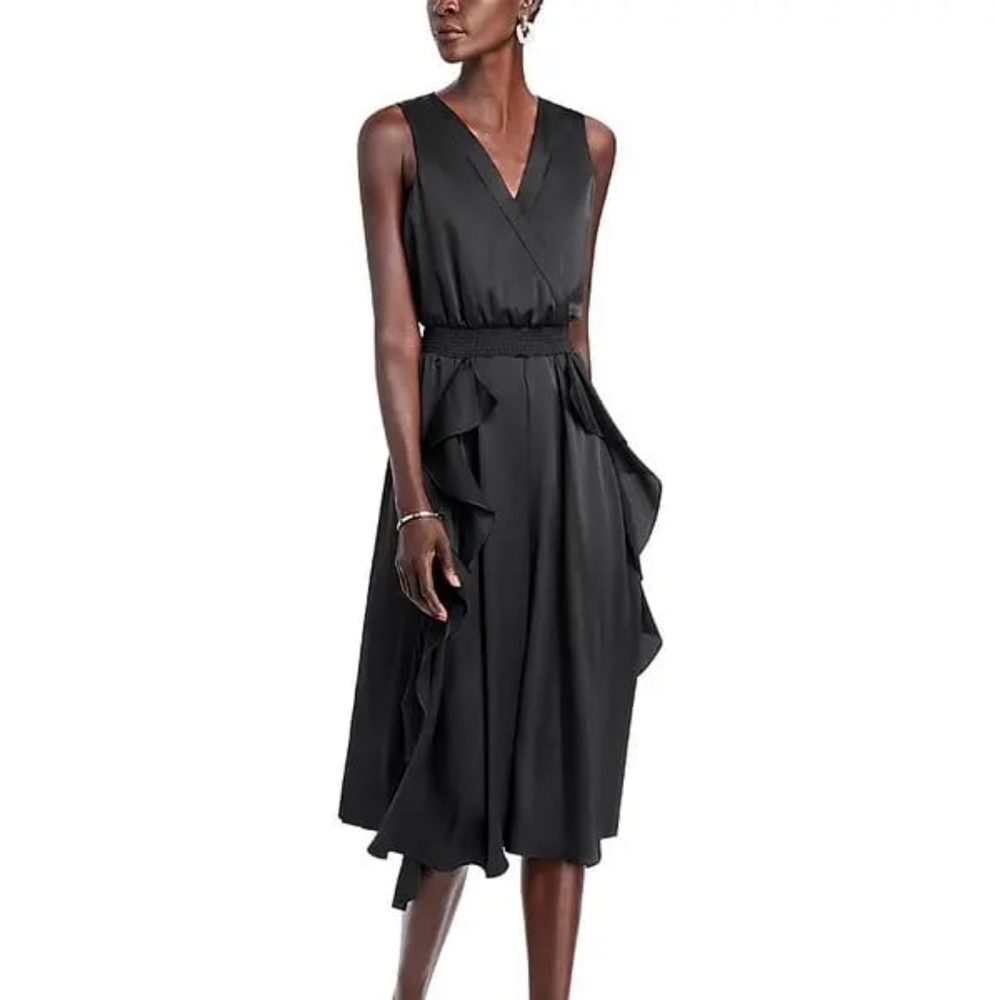 KARL LAGERFELD PARIS Ruffled Sleeveless Midi Dress - Picture 2 of 7